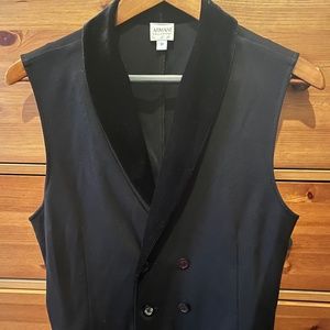ARMANI COLLEZIONI Black Velvet Double Breasted Medium Vest Unisex